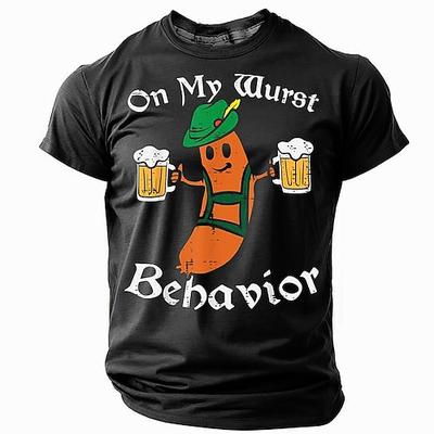 Herren On My Wurst Behavior Lustiges Oktoberfest Wortspiel Grafik T-Shirt kurzärmlig für Bierliebhaber