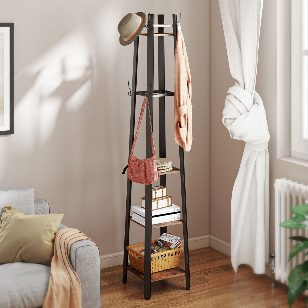 Borough Wharf Freestanding 8 - Hook Coat Rack Rustic Brown 179cm H X 34.8cm W X 34.8cm D