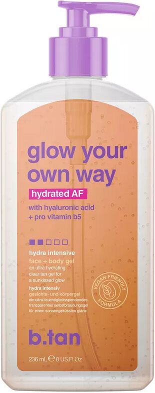 b.tan - glow your own way hydrated AF - selbstbräunungsgel für gesicht und körper, 177 ml, Dark