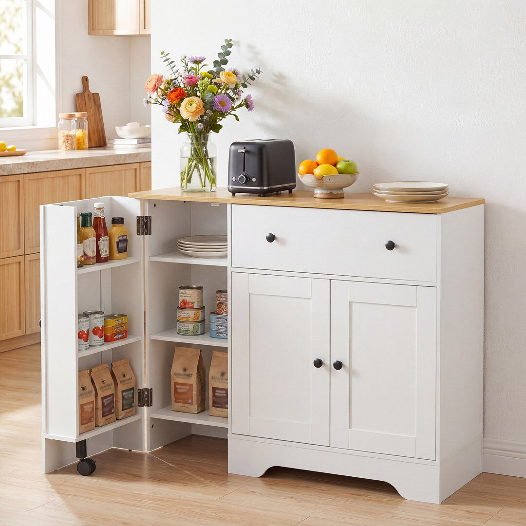 Brayden Studio 105 cm W Credenza White 83cm H X 105cm W X 40cm D