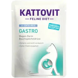 KATTOVIT Feline Diet Gastro 85g Beutel Katzennassfutter Diätnahrung Sparpaket 48 x 85 Gramm Ente & Reis