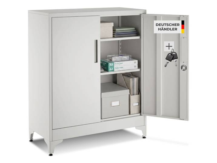 Aktenschrank Blake, Magnetverschluss, 2 verstellbare Böden - grau
