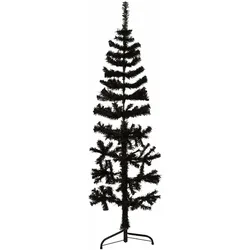 vidaXL Künstlicher Halb-Weihnachtsbaum Ständer Schlank Schwarz 150 cm