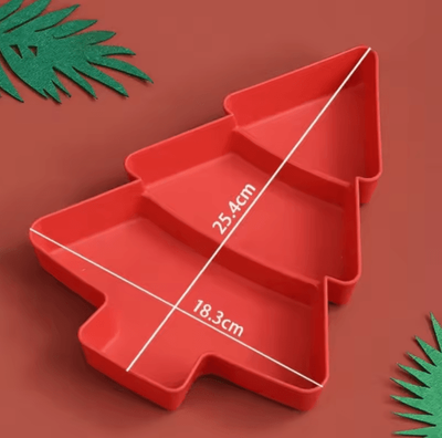 Inspire Picks Festive Christmas Tree Fruit Plate Holiday Serving Tray For Home Decor red