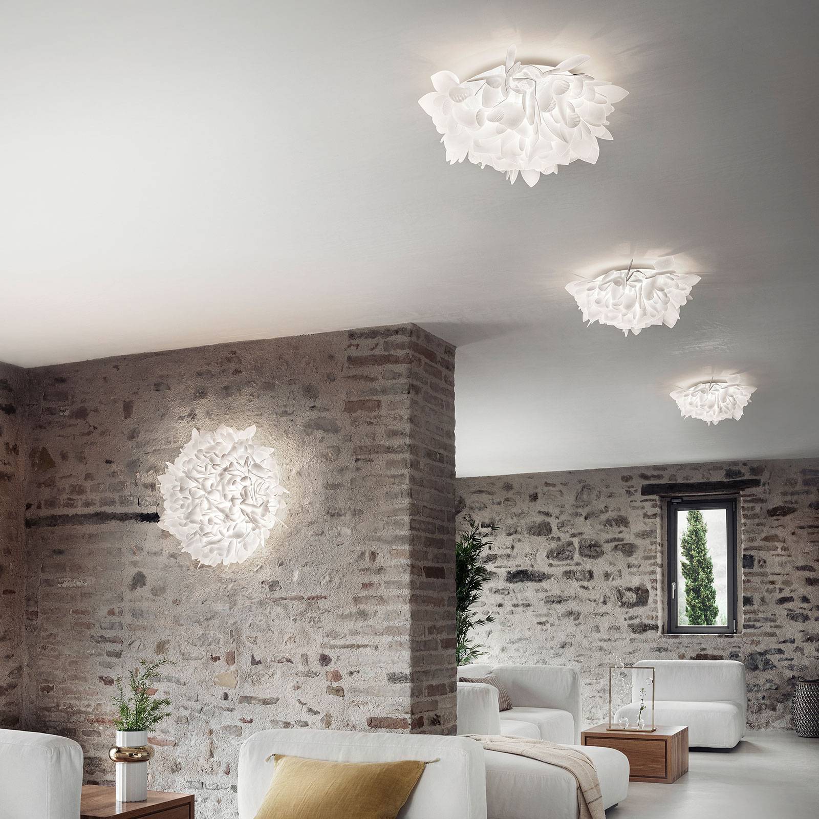Slamp Kinkiet designerski Veli, możliwość ściemniania, biały / opal, salon / jadalnia, tworzywo sztuczne, design
