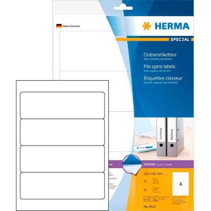 Herma Special 8621 Ordner-Etiketten 61x192mm weiß, 40 Stück