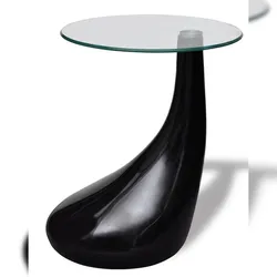 Helloshop26 - Couchtisch Wohnzimmer Esszimmer Design Schwarz Glas Durchmesser 42 cm