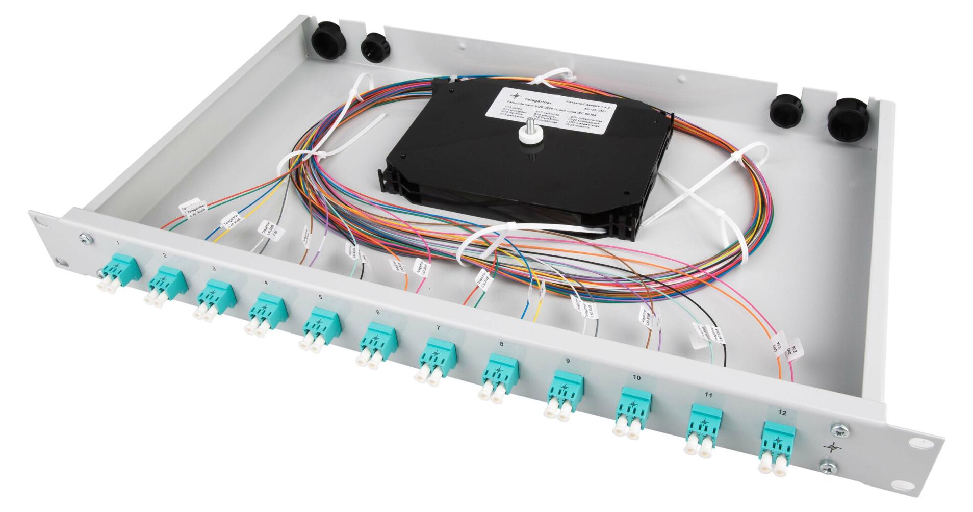 Telegärtner Spleißbox bestückt 24xSCD 9/125 OS2 1HE TNSB-Be-24SCD-E9-OS2