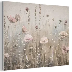 AKUSTIKBILD Blumen - Rosa - Modern - Beige Wanddeko 70x50 cm