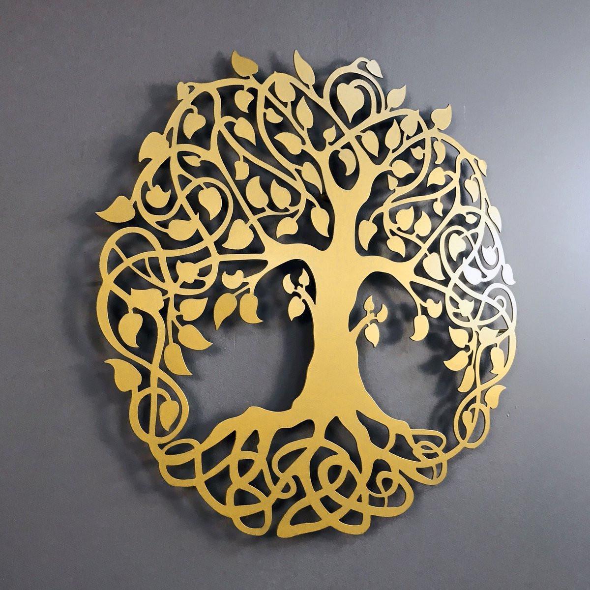 Gouden Metalen Levensboom Wanddecoratie 30 x 30 cm