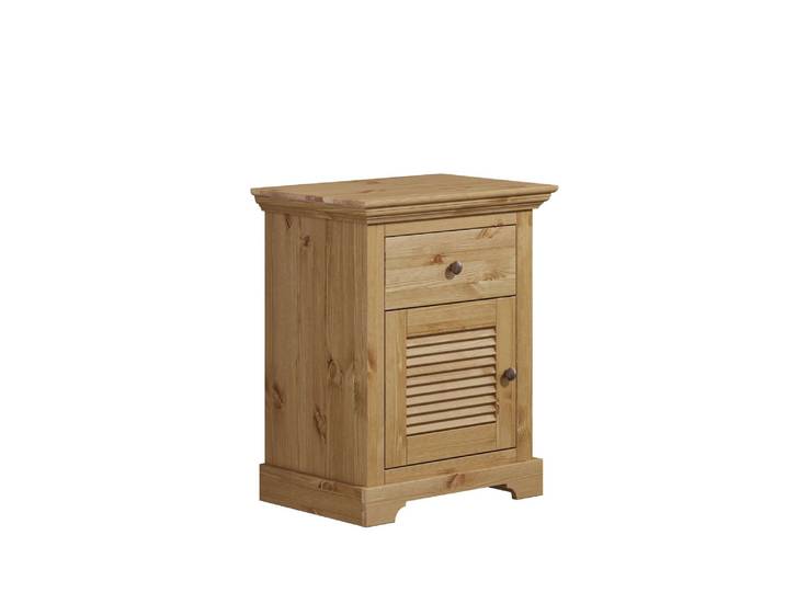 Nachtkommode GOODPRODUCT Rauna, Landhausstil, edles Design mit Lamellen und Kassetten, 2 Farben , beige (natur), B:56cm H:69cm T:39cm, Massivholz, Sideboards, Nachtkommode, FSC zertifiziertes Kieferholz, massive Qualität mit viel Stauraum