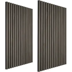 TecTake GmbH tectake Akustikpaneele Sonic Wall II Schallschutz Schallabsorber Holzoptik MDF Echtholzfurnier Eiche grau 110x50 cm Schalldämmung 2er Set