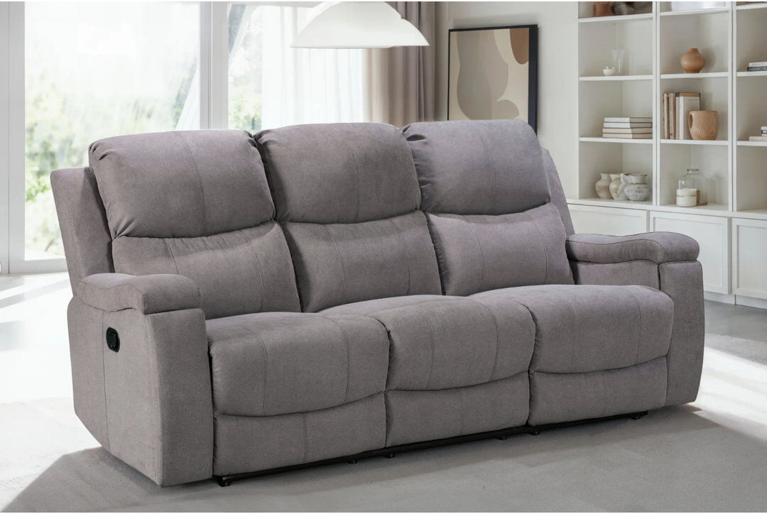 17 Stories Reclining Sofa Light Grey 3