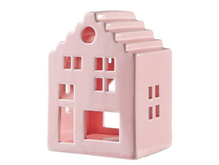 Teelichthaus DELFT 10 x 13 x 8cm Rosa