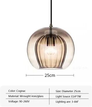 Quick Pick Pro LED Hanging Lamp Modern Glass Pendant Light, Chandelier Lighting Fixtures For Dining Living Room, Home Decor cognac 25cm