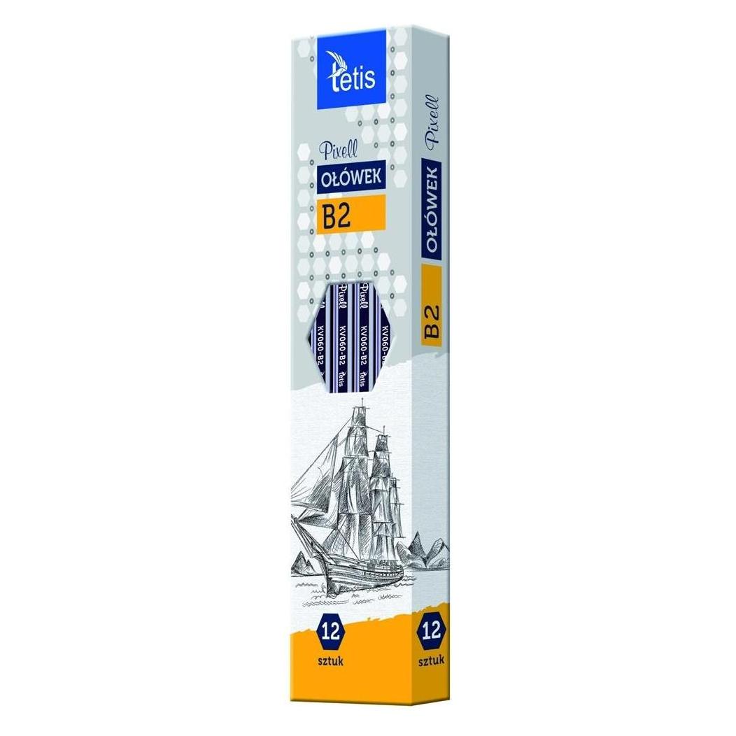 Tetis PIXELL Bleistift, Sechskant, hart, B2, 12 Stk. KV060-B2 (12x) (58220013)