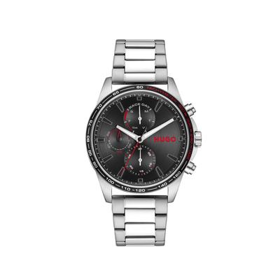 Multifunktionsuhr HUGO "DRIFT", silber (silberfarben, schwarz), Armbanduhren, Herren, silberfarben, Quarzuhr, Armbanduhr, Herrenuhr, Edelstahlarmband, analog