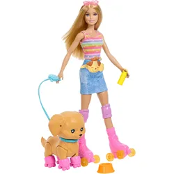 Blonde „Pets Skate and Run“ Pup Barbie-Puppe mit Hündchen