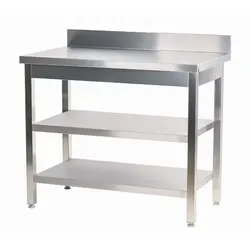 Gasfrit - ARBEITSTISCH Edelstahl wandmontiert, professionell 3 Ebenen 1200 x 600 x 850 + 100 mm