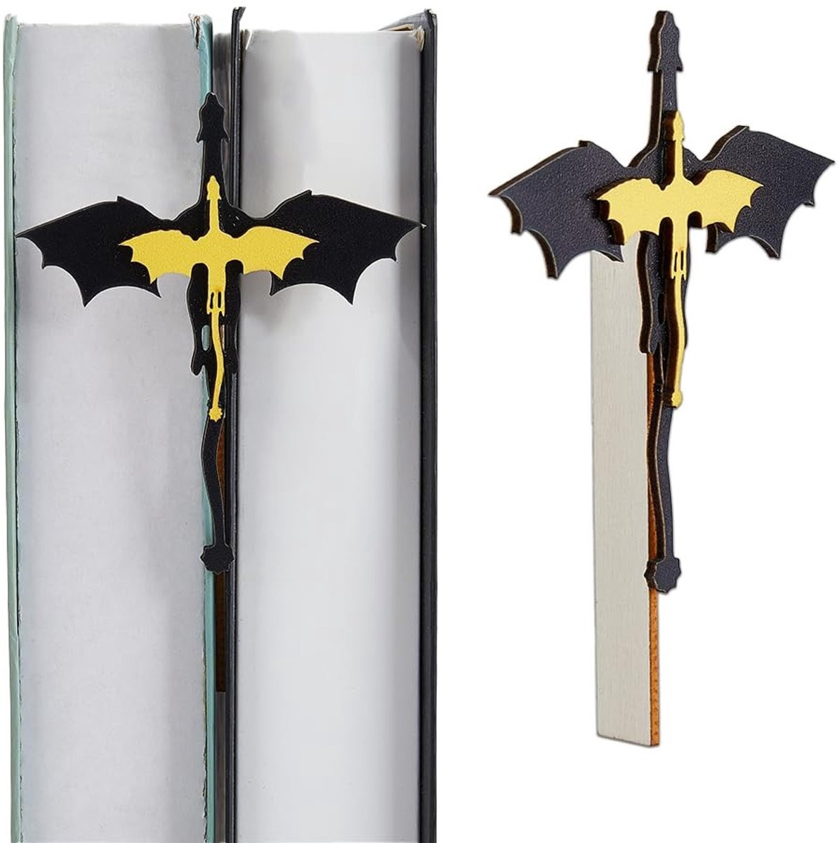 Dailygoods Set van 2 Houten Boekensteunen met Draak Design