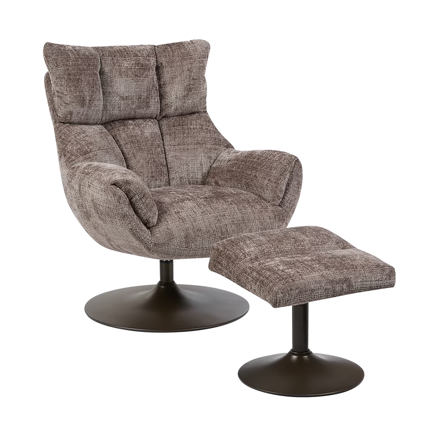 Tower Living Draaifauteuil Force met voetenbank, Bouclé - Clay