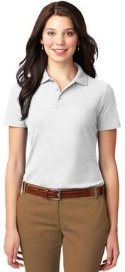 Port Authority L510 Women's Stain-Resistant Polo Shirt in White size 4XL   Cotton/Polyester Blend