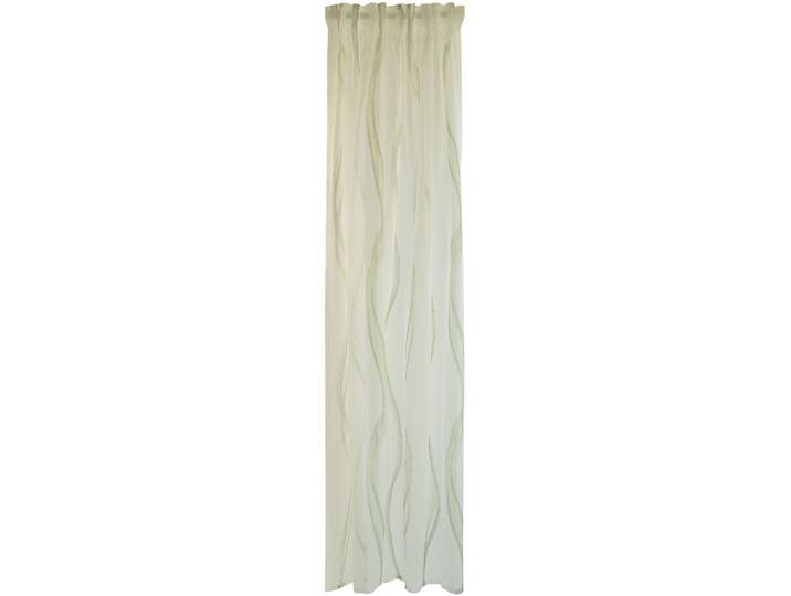 Gardine HOMING Inna Gr. 1, grün, B:140cm H:245cm, Polyester, Gardinen, Gardine, Streifen, Wellen, modern, transparent, Wohnzimmer, Küche, Kinderzimmer
