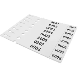 CombiCraft Schlaufenetiketten mit Nummerierung 0001-0200 und Abrißstreifen 250x25 mm - 200 Stück