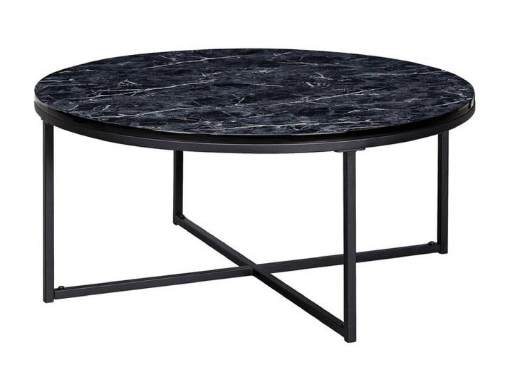 Couchtisch rund 80 cm Schwarz/Marmor Optik Schwarz