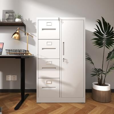 DEVERA Lockable 4-Drawer File Cabinet with Door