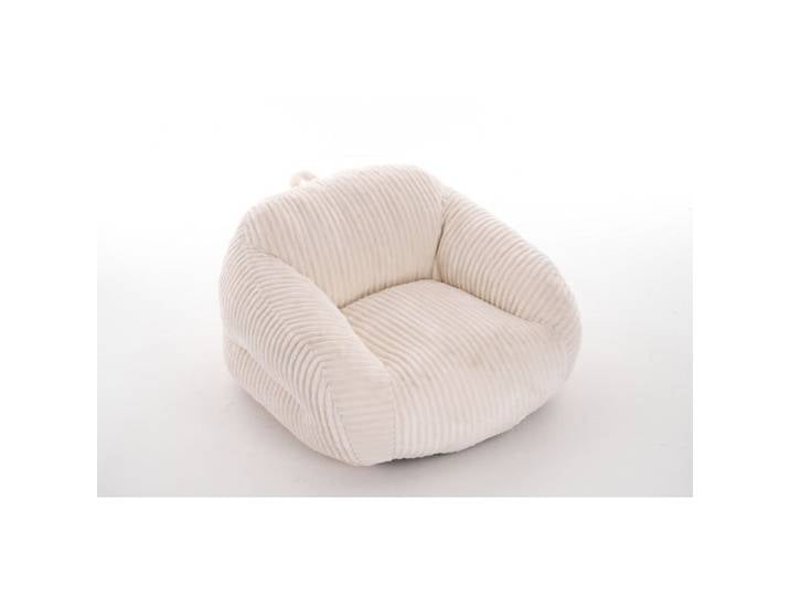 Zitty pouf adulte beige fauteuil pouf velours côtelé avec dossier 116x110x61cm mousse haute densité sans montage