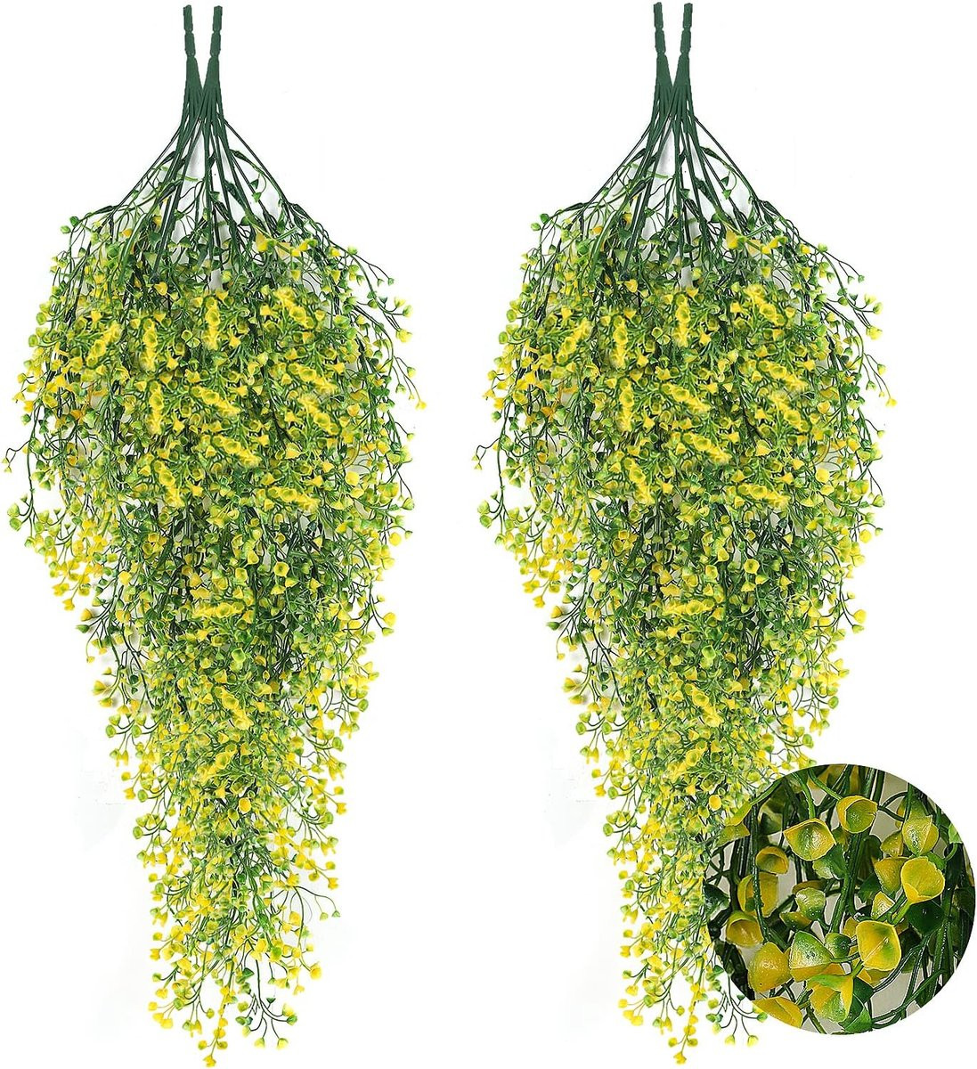 Set van 4 gele kunsthangplanten voor decoratie in huis of tuin