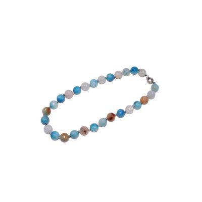 Collier FIRETTI "Schmuck Geschenk Edelstahl Halsschmuck Halskette Edelstein", bunt (silberfarben, blau, rosa, hellblau, creme, rostbraun), Halsketten, Damen, Edelstahl Textil, L: 47, Edelstahl, Textil, Collier, Made in Germany - mit Achat