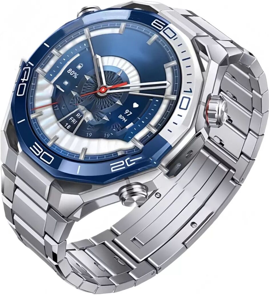 INF 22mm Titan Uhrenarmband mit Butterfly-Schließe kompatibel mit Huawei WATCH Ultimate & GT Serie Silber