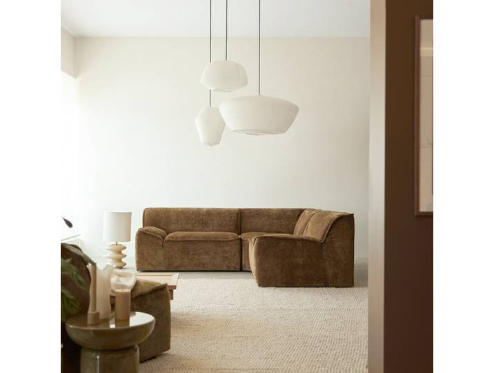 Quinto - Ecksofa aus Stoff in Camel, 4 Sitzplätze - Hellbraun