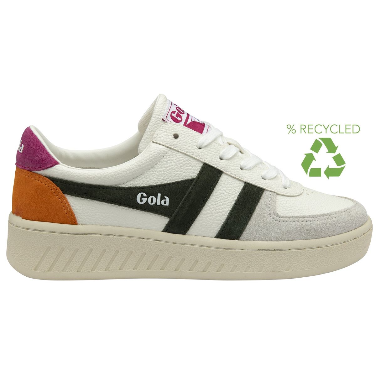 Gola Grandslam Trident Sneaker Women white/darkkhaki/fuchsia (KN) 38 CLA415-KN-38-whitedarkkhakifuchsia
