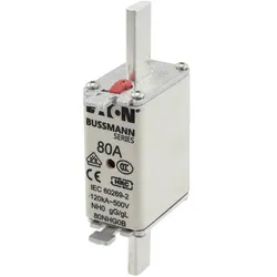 Eaton, Sicherung, Sicherungseinsatz, Niederspannung, 80 A, AC 500 V, 120 kA, NH0, gL/gG, IEC, Doppelkennmelder, spannu (80 A)