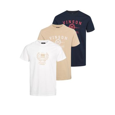 Kurzarmhemd VINSON "VINSON T-shirt VMSimuel", Herren, Gr. S, Normalgrößen, weiß, schwarz sapphire, humus, Obermaterial: 100% Baumwolle, Hemden