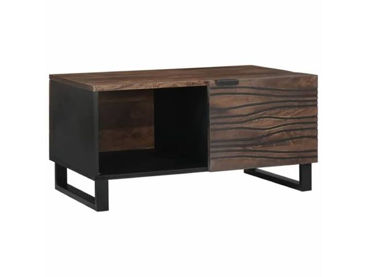 LKJephalotrope Couchtisch Walnuss-Optik 80x50x40 cm Holzwerkstoff mit Tür Stilvoller Wohnzimmertisch mit Metallbeinen und Fach für Fernbedienungen, Snacks sowie Bücher in moderner Optik.