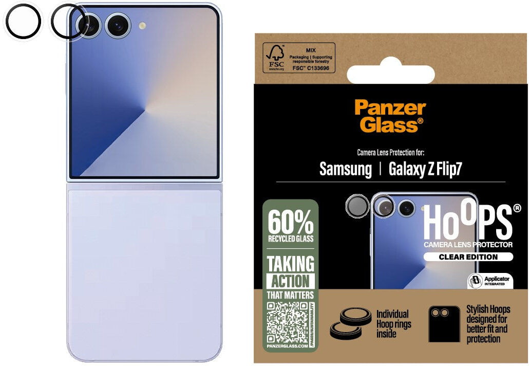 Samsung Galaxy Z Flip8 / Z Flip7 - PanzerGlass - Hoops Kameralinsebeskyttelse - Gennemsigtig