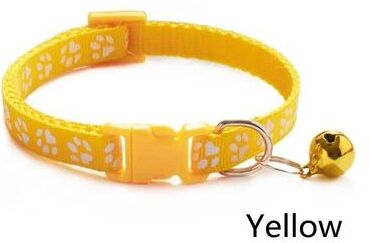 Uplift Picks Colorful Paw Print Adjustable Pet Collar With Bell yellow
