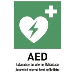 Schild Automatisierter externer Defibrillator (AED), Kombischild, Alu, 400x600 mm