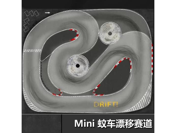 Piste de dérive mini-z RC à l'échelle 1/28 - Circuit professionnel pour mini voitures RW00 DRZ GLD BMX, disposition de course réaliste