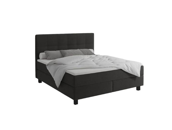 CASA DOMA Jessen Boxspringbett mit Wende-Matratze - inkl. Topper Doppelbett, moderner und pflegeleichter Bezug, Kopfteil mit Steppung, Wende-Matratze mit Härtegrad H2 und H3, hochwertiger 7-Zonen-Taschenfederkern Modern, Zeitlos