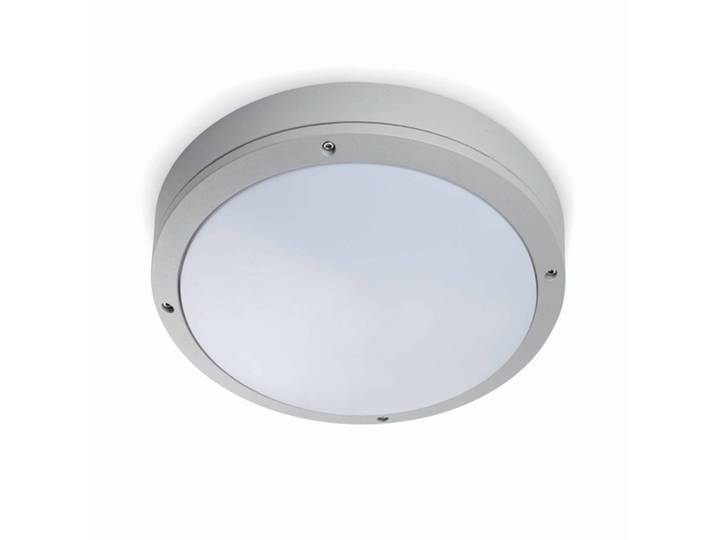 FARO BARCELONA Außendeckenleuchte Yen, hellgrau, Ø 28 cm, E27 YEN, dimmbar, alu / grau / zink, Kunststoff, Modern, Deckenlampe