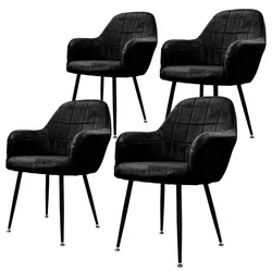 ESSZIMMERSTUHL 4er Set Schwarz Samt