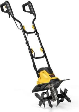 Costway 10 Amp Powerful Corded Electric Tiller Cultivator with Safety Lock-Yellow
