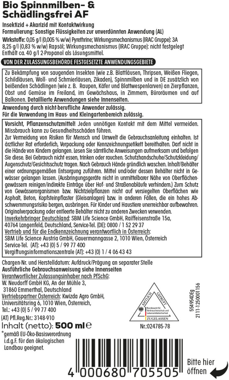 Solabiol Bio Spinnmilben- & Schädlingsfrei AF 500 ml
