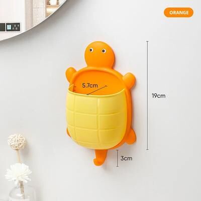 Shop Station Cute Turtle Toothbrush Holder Wall Mounted Bathroom Organizer For Kids orange