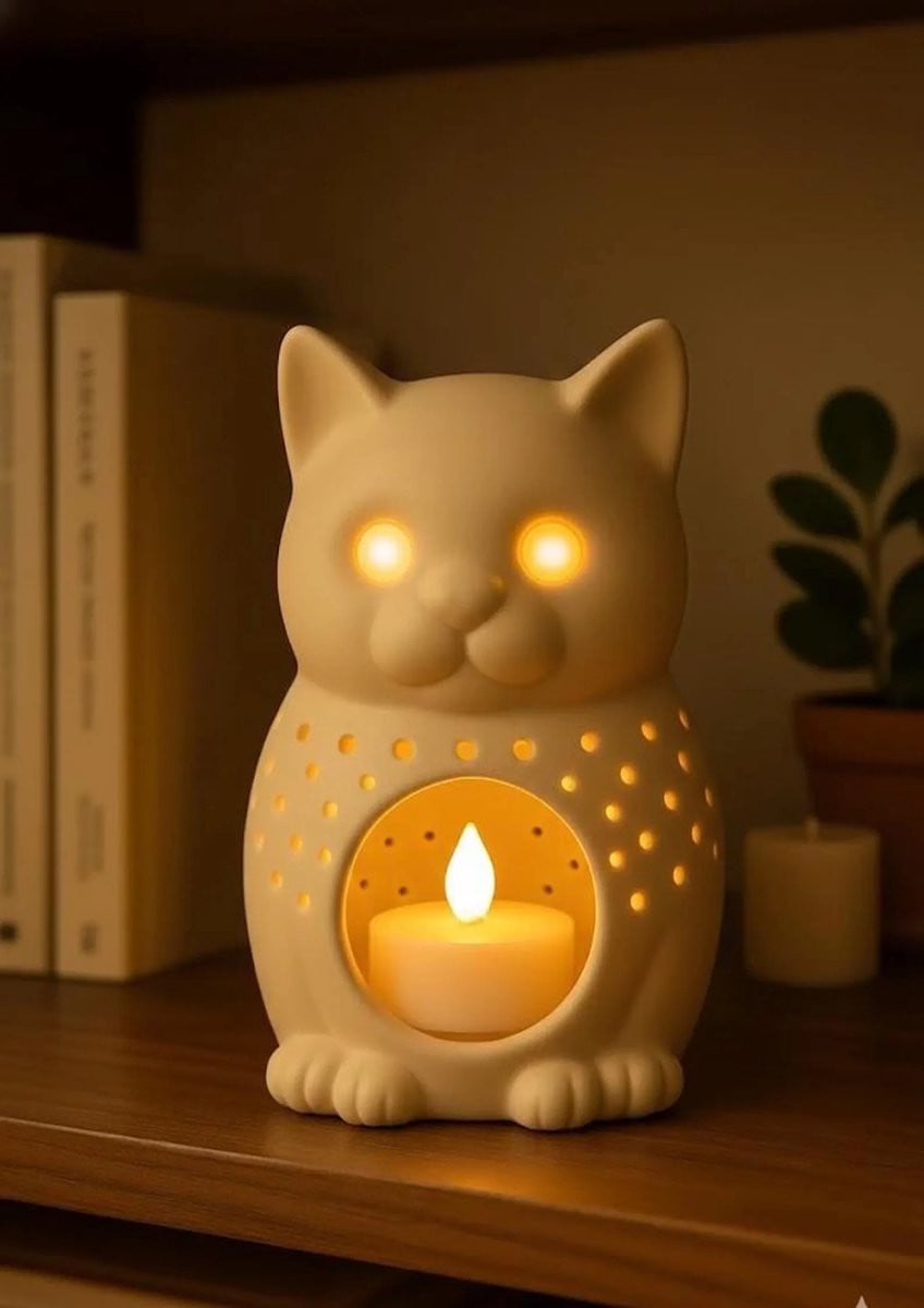 Katten theelichthouder voor volwassenen